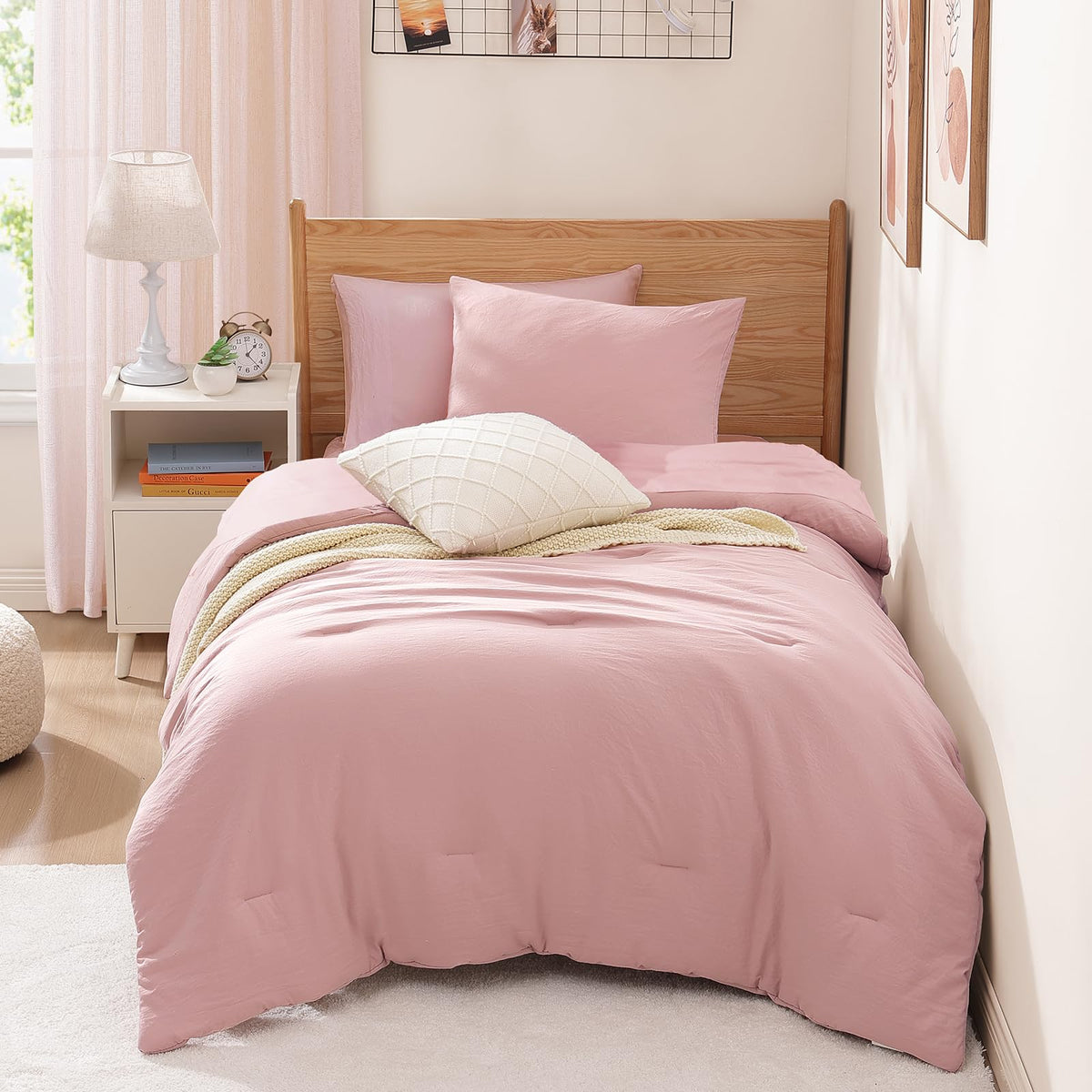 King Size Comforter Set- 7 Pieces Prewashed Bed in a Bag King Bedding Sets