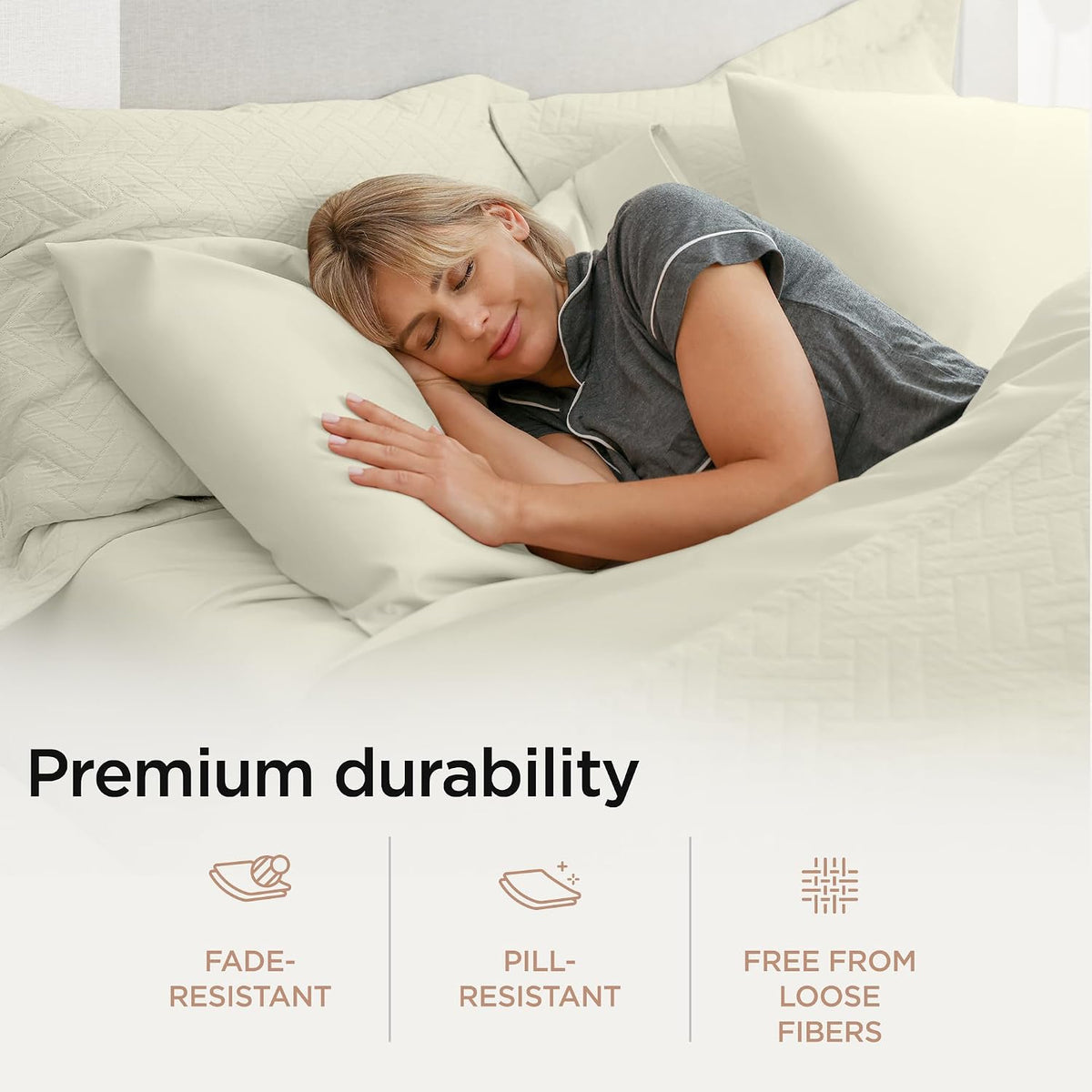 Threadmill 1200 Thread Count Supima Cotton King Sheet Set, Sateen, Ivory
