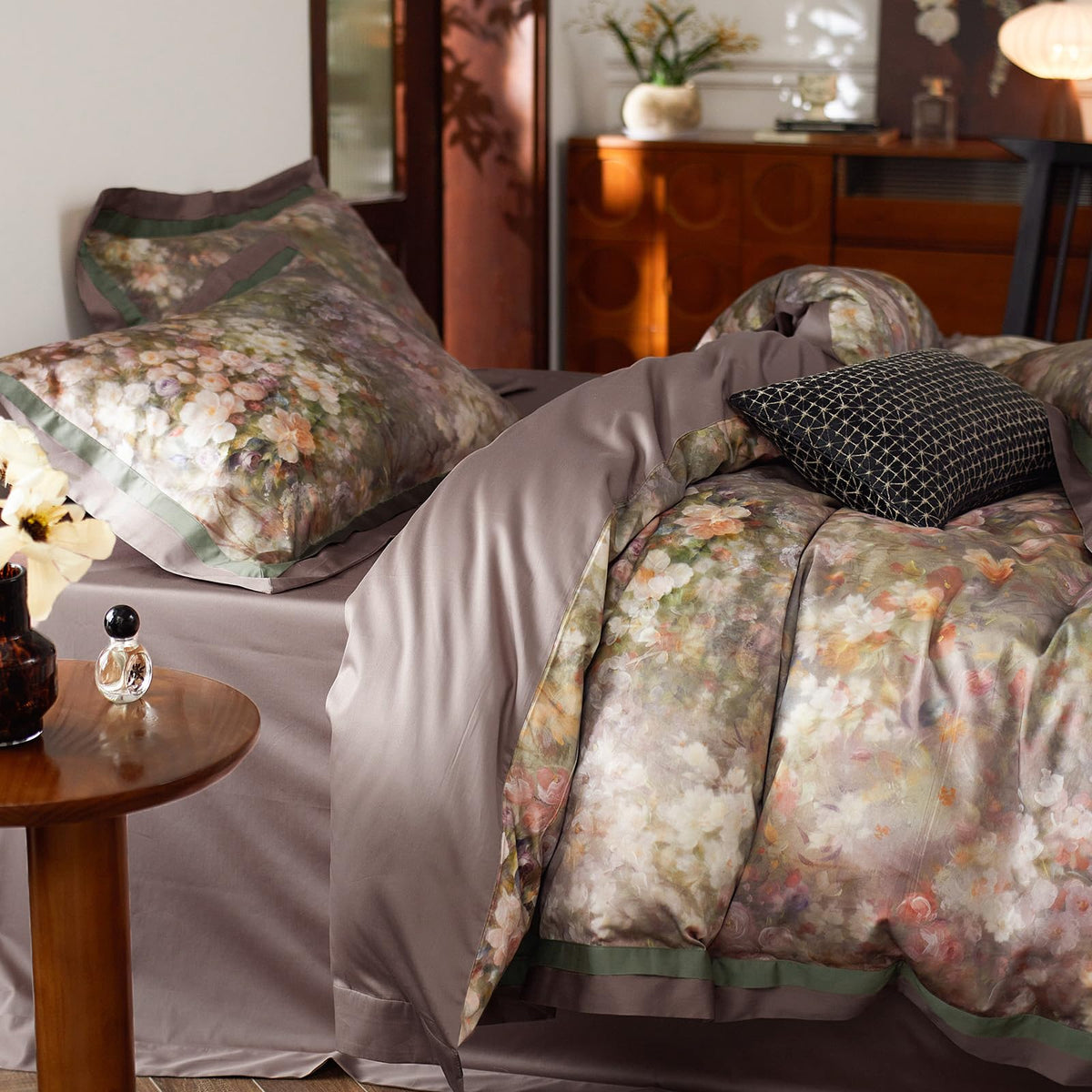 mixinni Duvet Cover Set King Size Bird Flower Pattern Soft Long Staple Cotton Floral Bedding Comforter Cover Set with Zipper Ties for Women and Men, Ultra Soft, Breathable, Easy Care-King Size