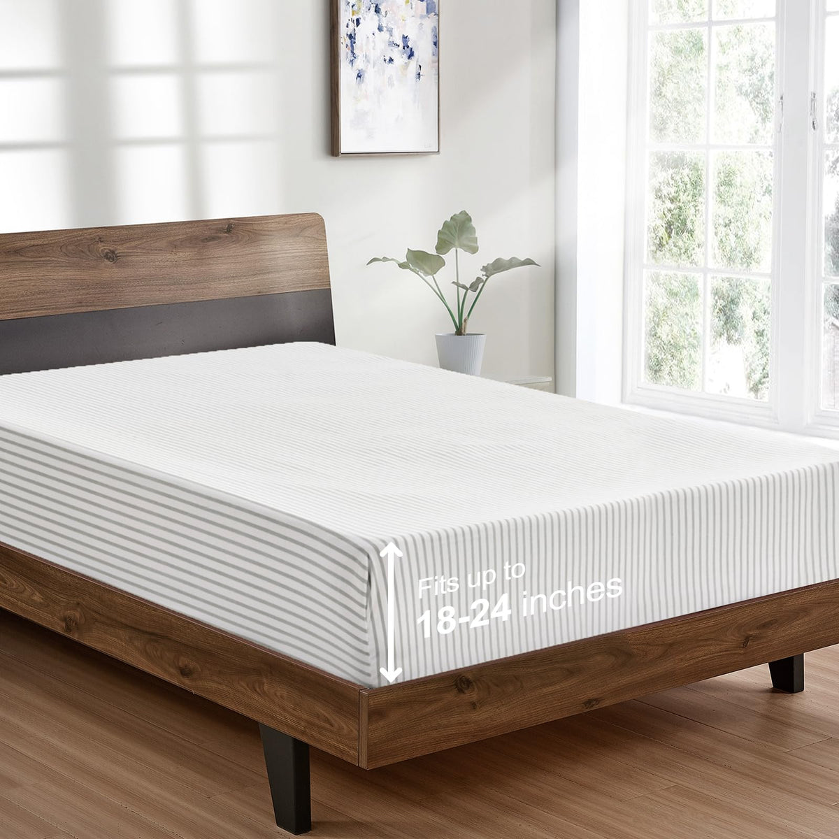 FreshCulture Twin Fitted Sheet - Hotel Quality - Ultra Soft & Breathable - Brushed Microfiber - Deep Pocket - Cooling Fitted Sheet for Twin Size Bed (White)