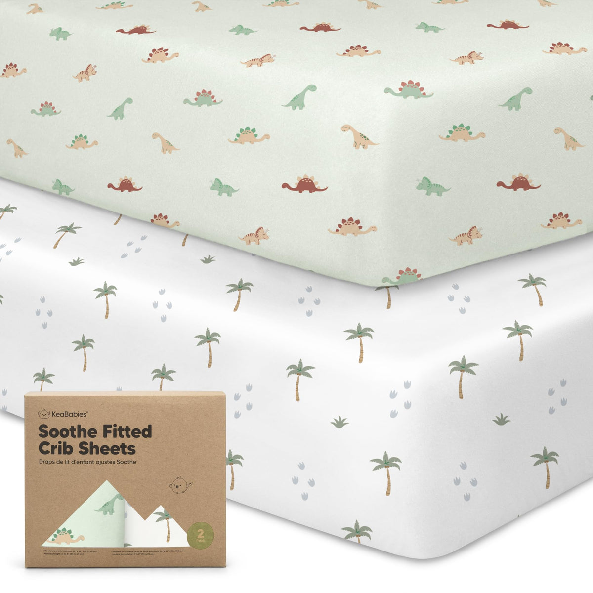 KeaBabies 2pk Organic Cotton Crib Sheets for Boys Girls 52x28, Soft White