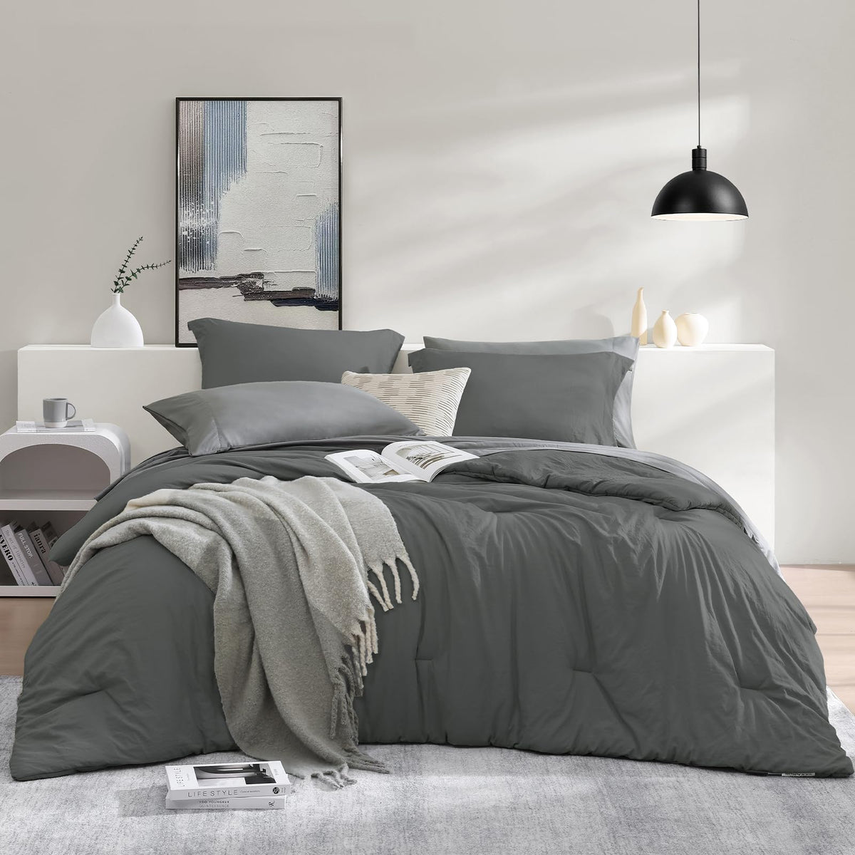 King Size Comforter Set- 7 Pieces Prewashed Bed in a Bag King Bedding Sets