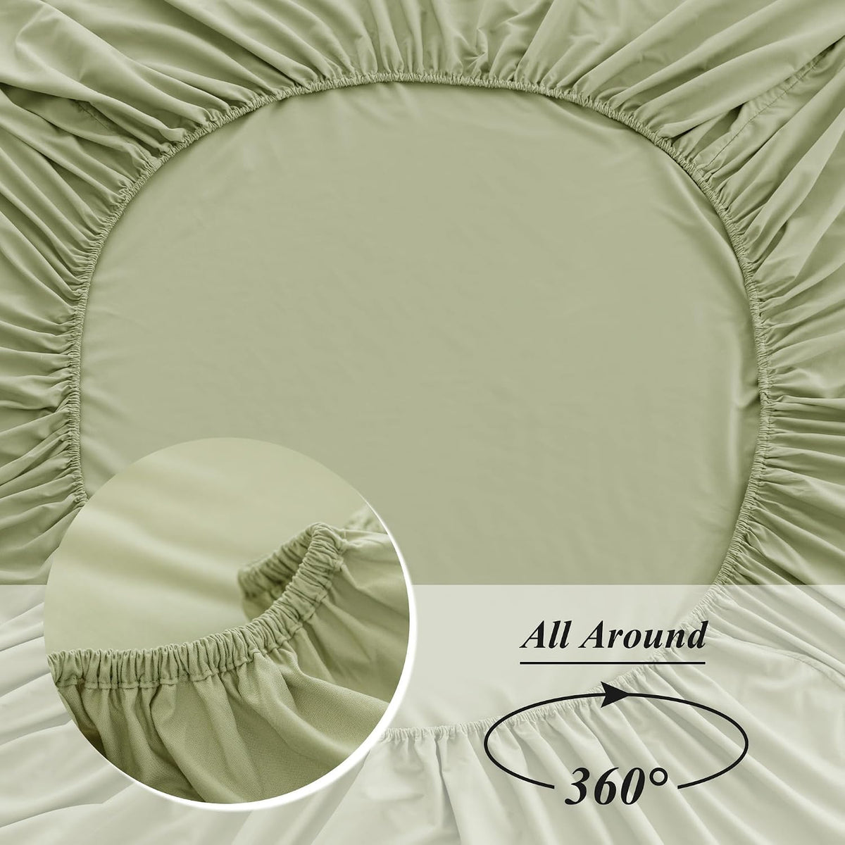 ALYVIA SPRING Twin Fitted Sheet with Side Pocket, Sage, 39x75