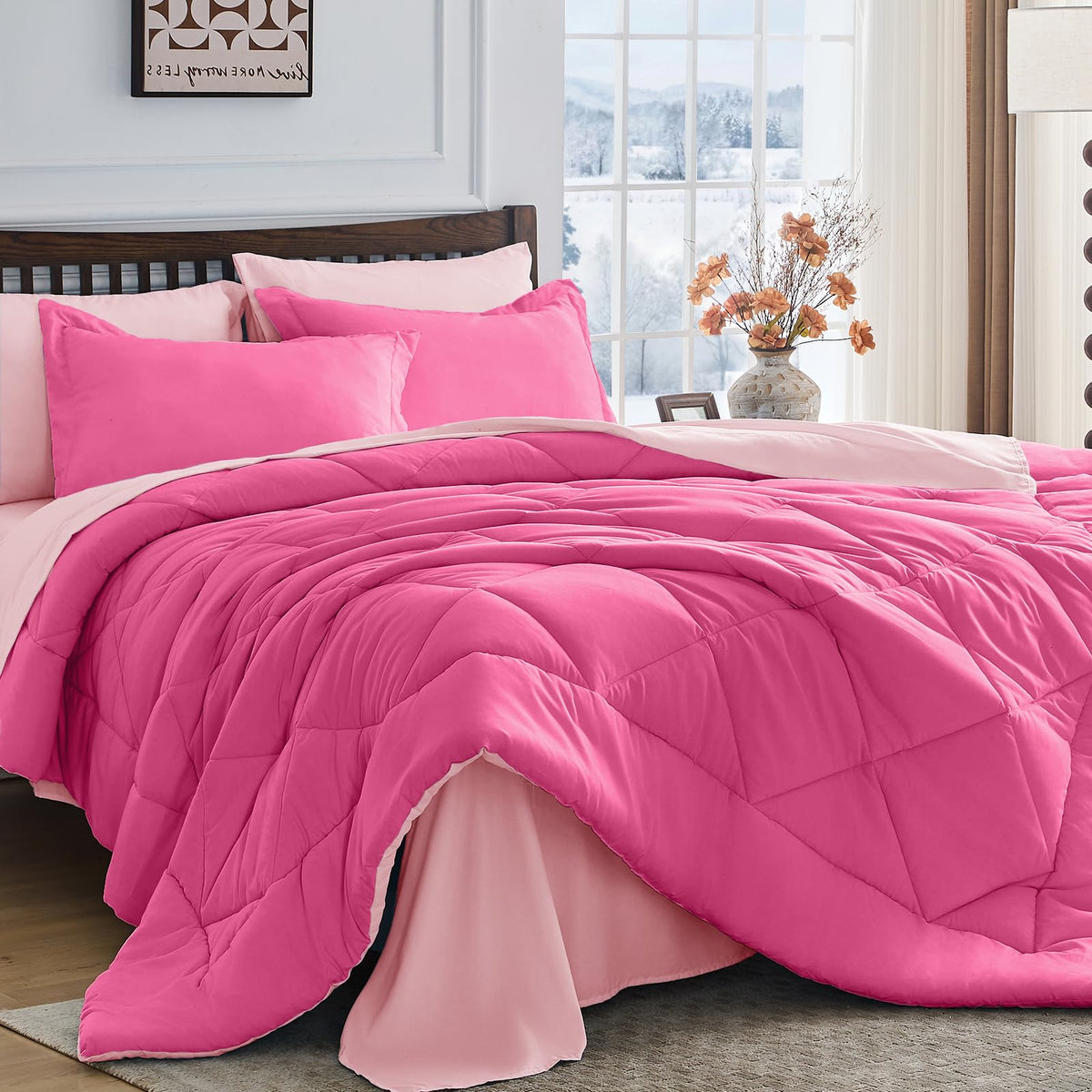 HEVUMYI 7-Piece King Comforter Set, Dark Grey Bed in a Bag