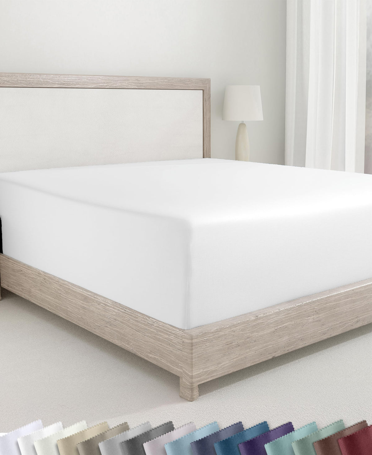 California Design Den Soft 100% Cotton Sateen Fitted Sheet Queen, White