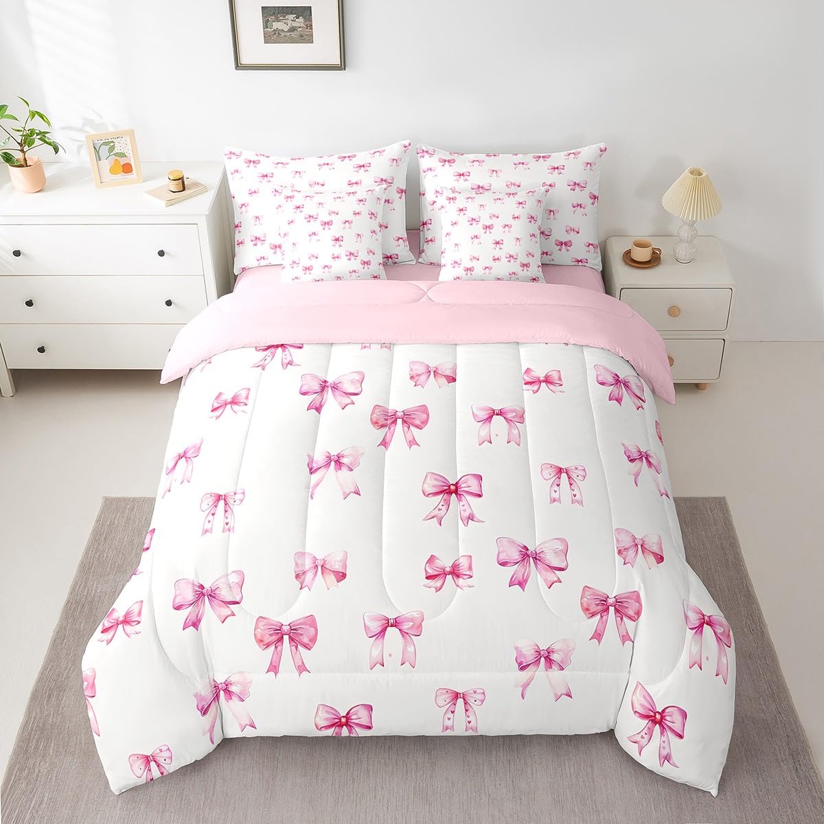 Feelyou Cute Leopard Bedding Set for All Season Cheetah 7 Pieces Comforter Sets Full Size Teens Room Decor Pink Animal Print Bed in a Bag with Comforter, Sheets, Pillowcases & Cushion Cover