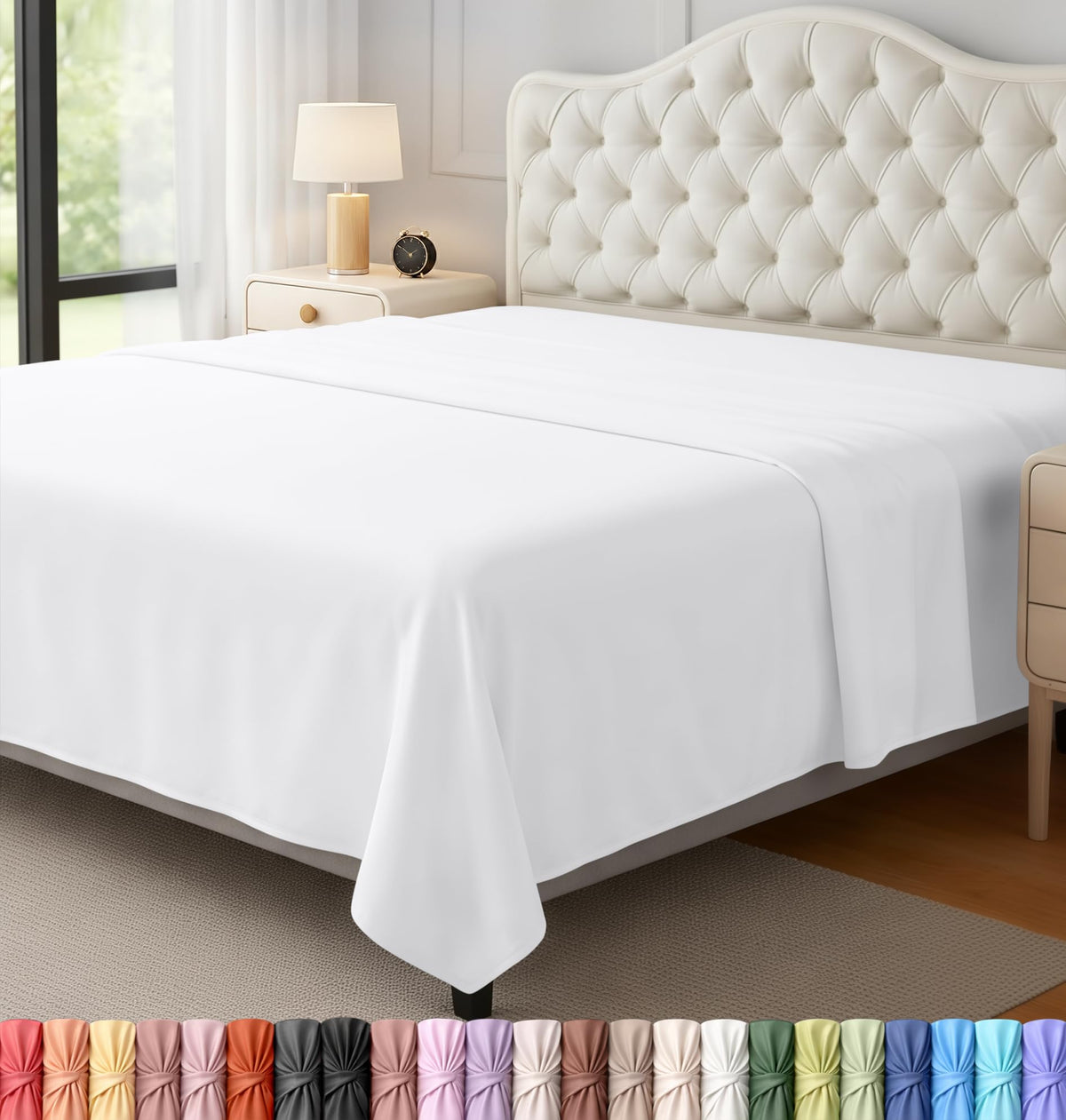 Queen Size Flat Sheet Only Pack of 6, Ultra Soft Hotel Sheets, White