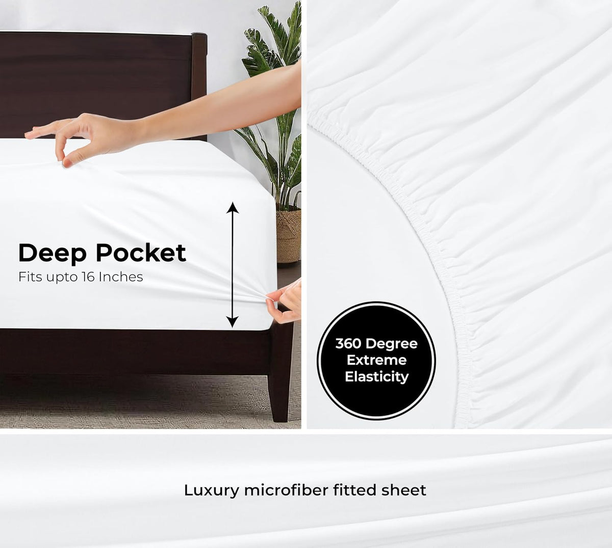 Royale Linens Fitted Sheet Queen - Ultra Soft 1800 Brushed Microfiber - Hotel Luxury Bottom Sheets - Wrinkle Free & Fade Resistant - Deep Pocket Fitted Sheet Only (Queen, White)