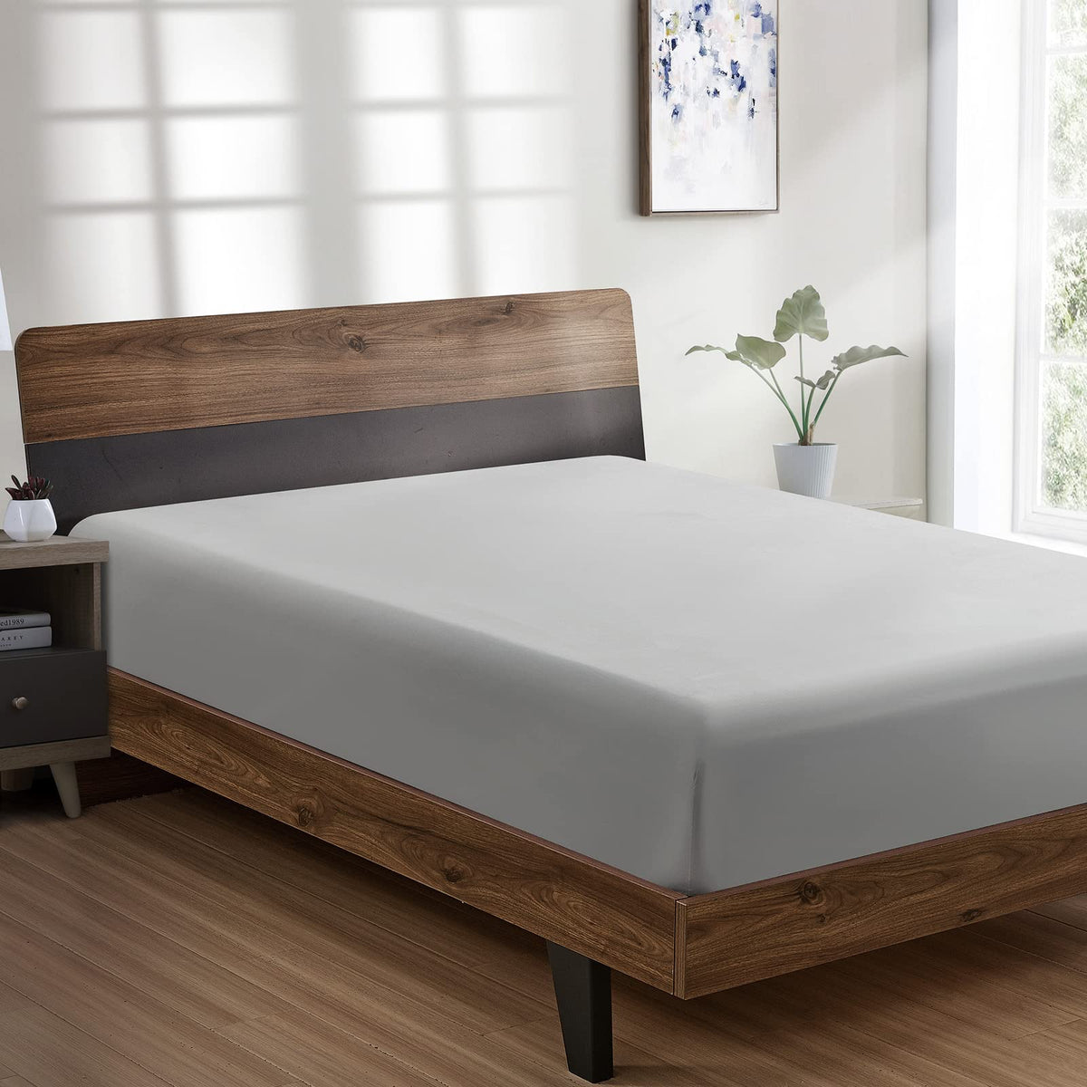 FreshCulture Twin Fitted Sheet - Hotel Quality - Ultra Soft & Breathable - Brushed Microfiber - Deep Pocket - Cooling Fitted Sheet for Twin Size Bed (White)