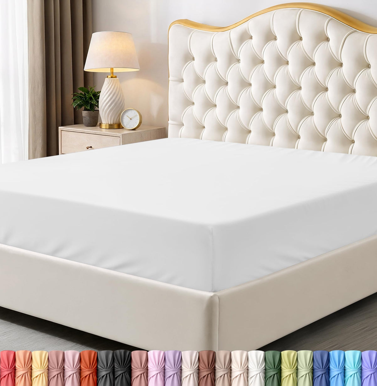 Queen Fitted Sheet, Ultra Soft Fits Up to 15 Inch Deep Pocket, White