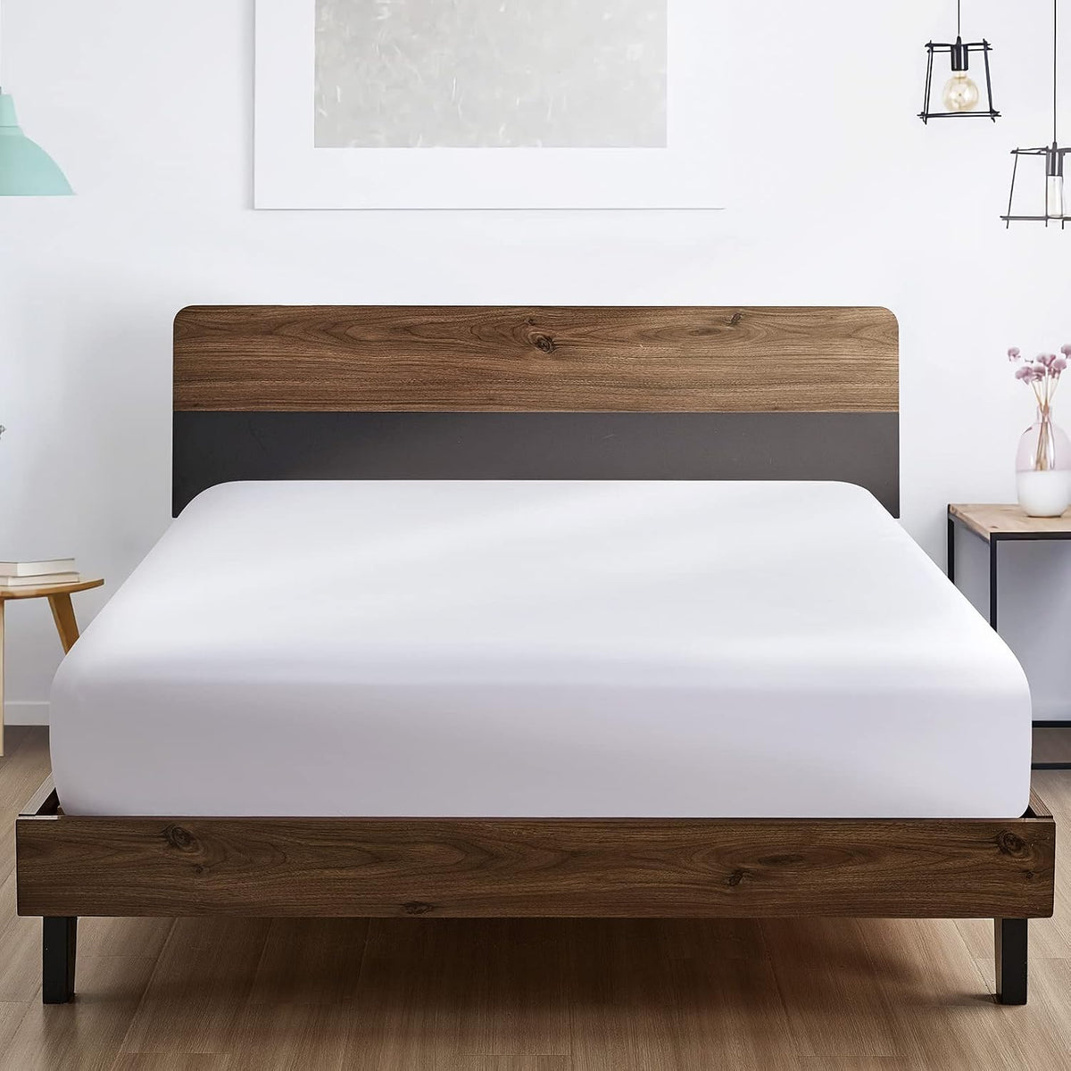 FreshCulture Twin Fitted Sheet - Hotel Quality - Ultra Soft & Breathable - Brushed Microfiber - Deep Pocket - Cooling Fitted Sheet for Twin Size Bed (White)