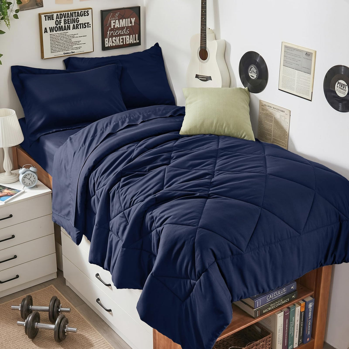 HEVUMYI 7-Piece King Comforter Set, Dark Grey Bed in a Bag