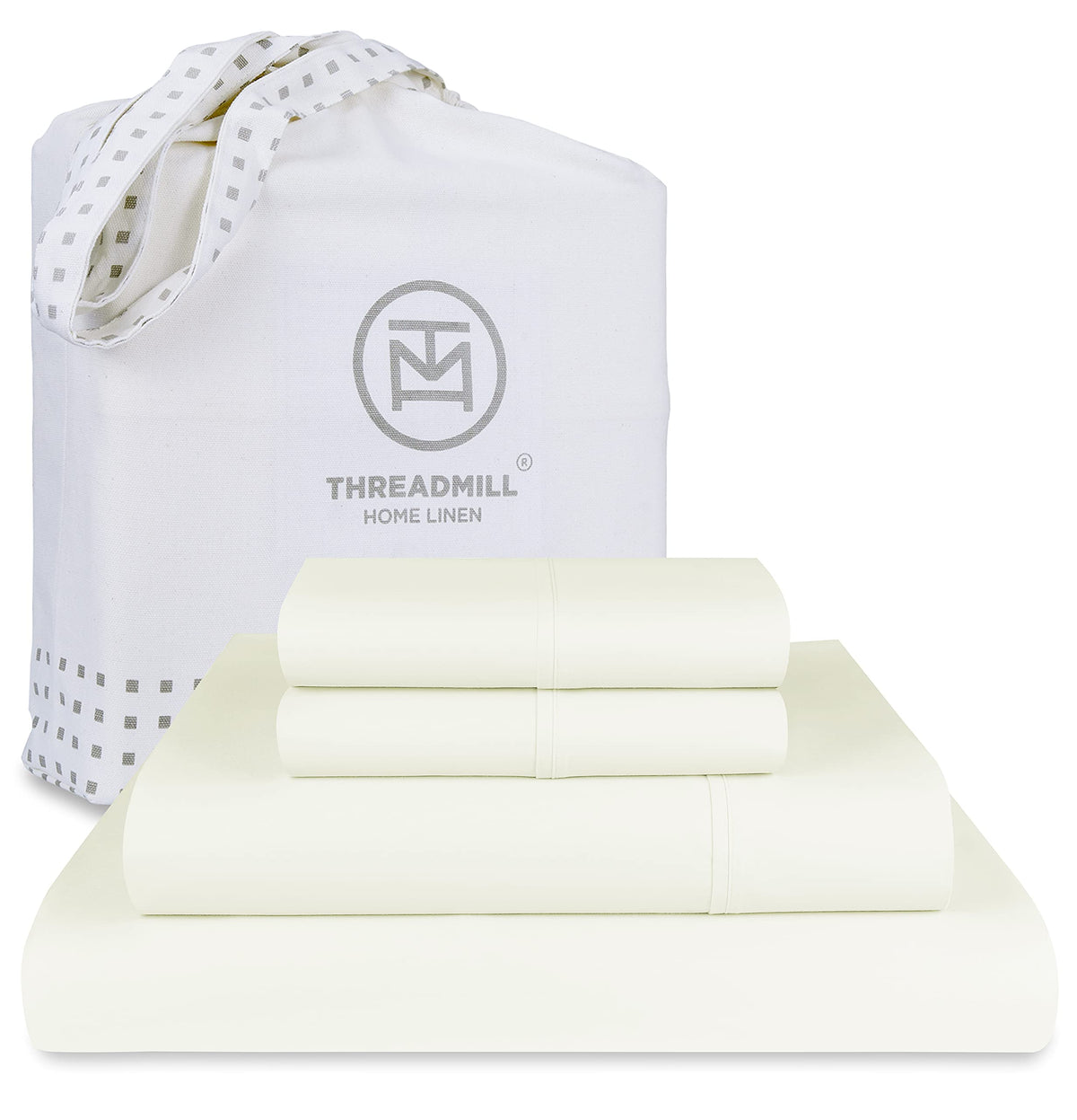 Threadmill 1200 Thread Count Supima Cotton King Sheet Set, Sateen, Ivory
