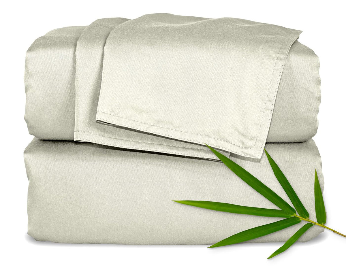 Pure Bamboo Full Sheets, Genuine 100% Organic Viscose Derived from Bamboo Bed Sheet Set, Luxuriously Soft & Cooling, Double Stitching, 2 Year Quality Promise (Full, Ivory)