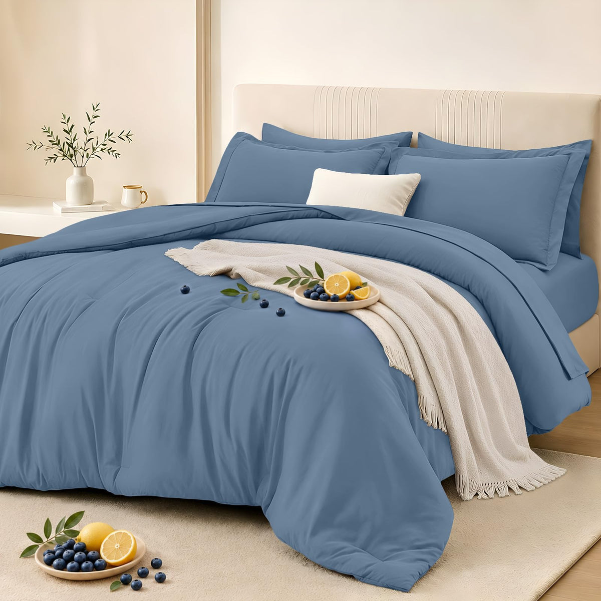 FUANNA Brown Queen Comforter Set 7 Pieces, Bed in a Bag Soft Bedding Sets