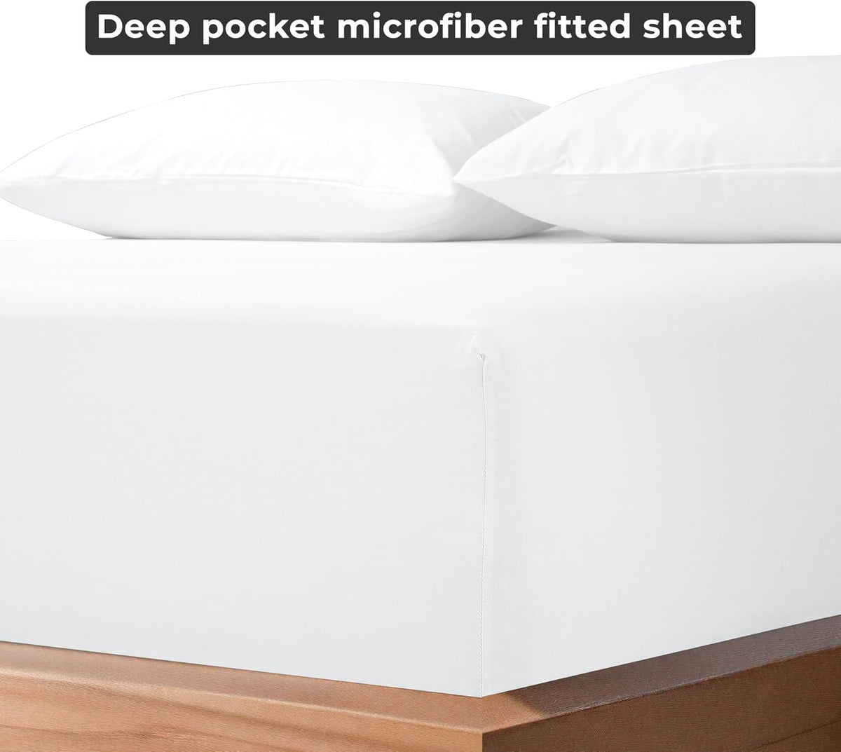 Royale Linens Fitted Sheet Queen - Ultra Soft 1800 Brushed Microfiber - Hotel Luxury Bottom Sheets - Wrinkle Free & Fade Resistant - Deep Pocket Fitted Sheet Only (Queen, White)