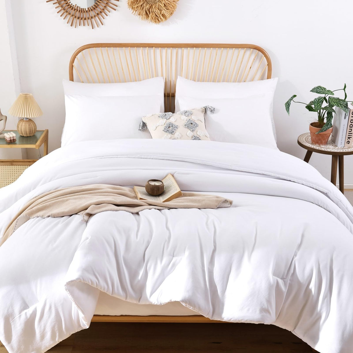 ROSGONIA Queen Comforter Set Taupe Brown, 3pcs(1 Boho Tan Comforter & 2 Pillowcases) All Season Soft Bedding Lightweight Bedspread Blanket Quilt
