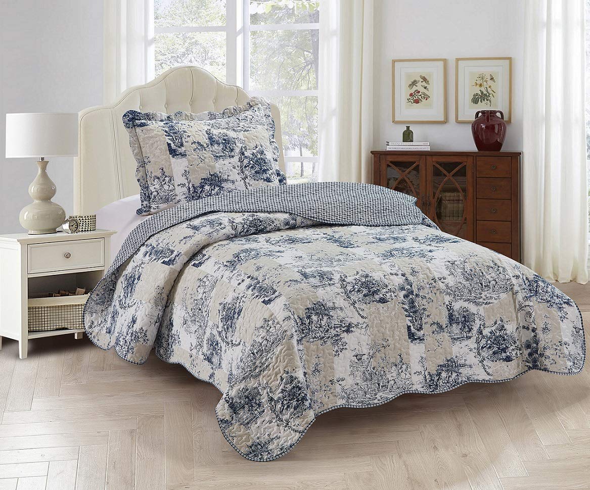 Brilliant Sunshine Rose and Sage Quilt Set, 3-Piece Bedding Sets, Traditional Patchwork Design, Washable and Reversible Bedspread, Soft Lightweight Coverlet, All-Season, Full/Queen, Light Pink Green