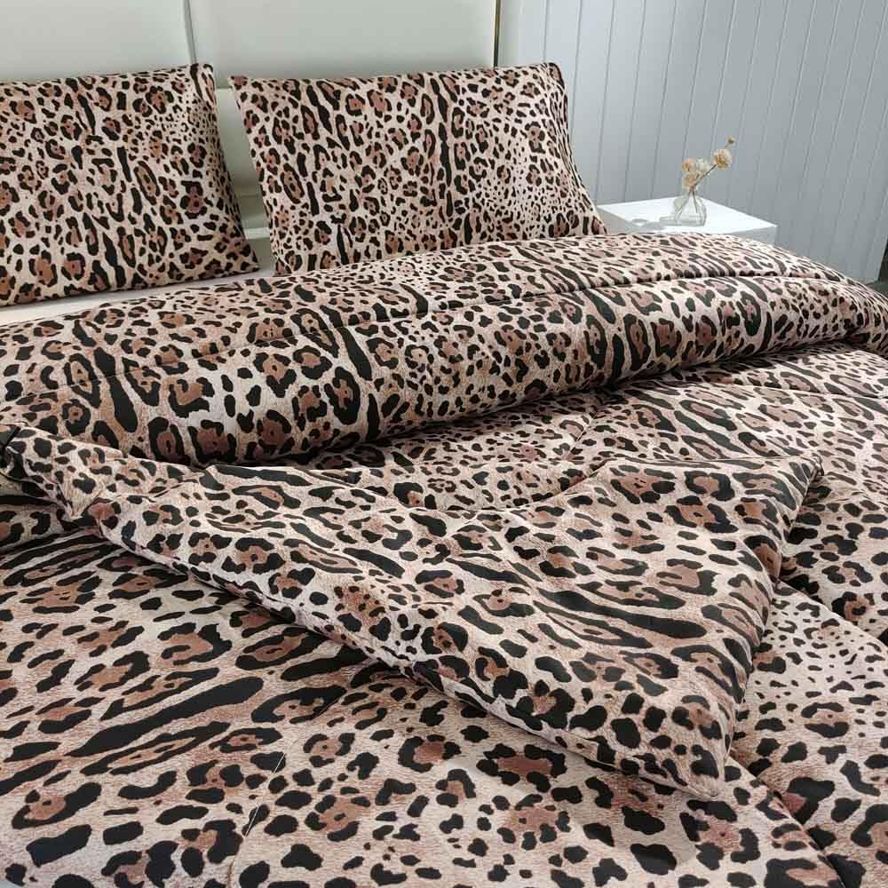 SDY 3pcs Twin Comforter Cheetah,Leopard Print Comforter Set for Kids, Toddler, Girls, Boys Include 1Comforter, 2PillowCases