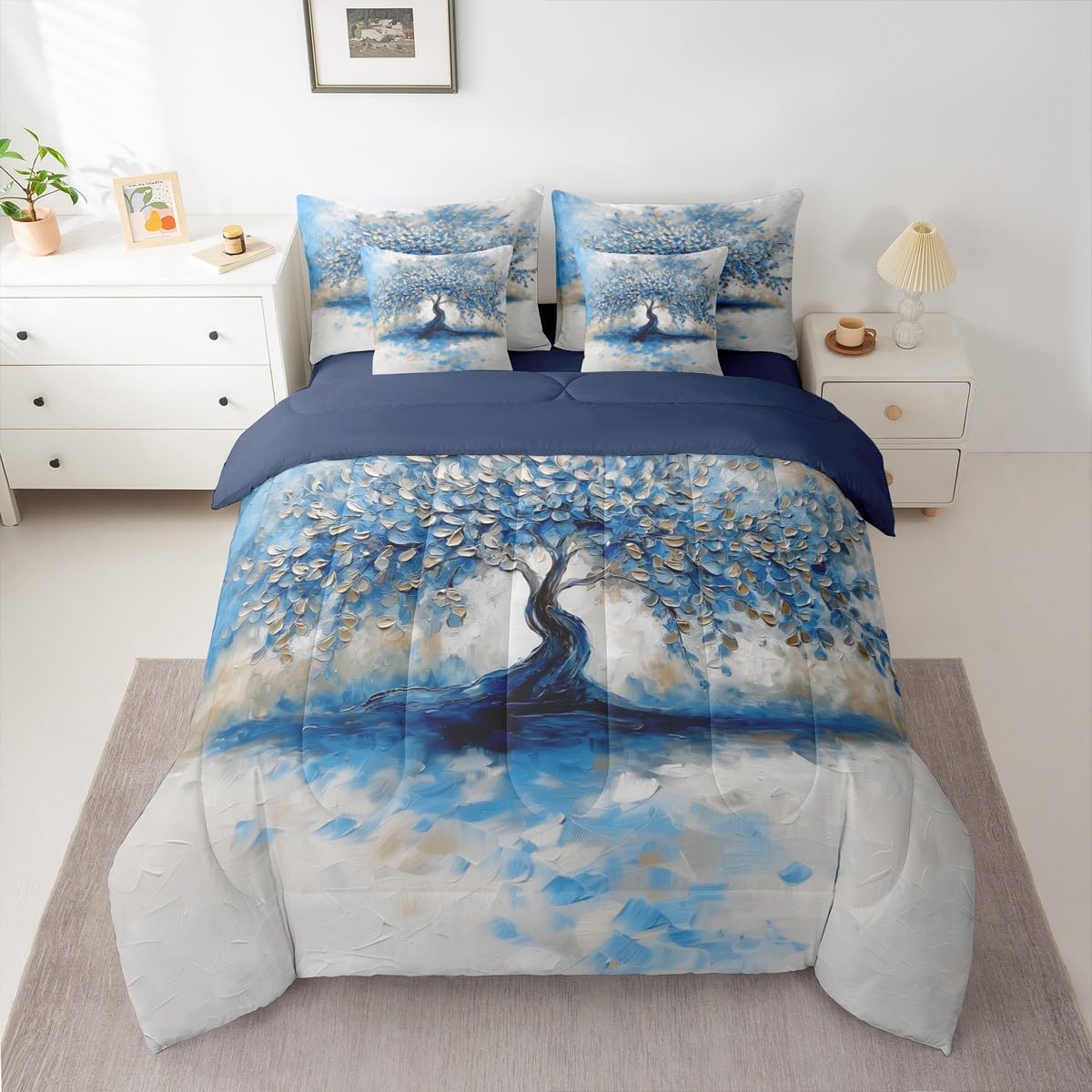 jejeloiu Leopard Print Comforter Set with Sheets 7 Piece Queen Size Cheetah Print Bedding Set for Kids Boys Girls Beige Bed in a Bag Modern Art Room Decor Soft Lightweight Microfiber