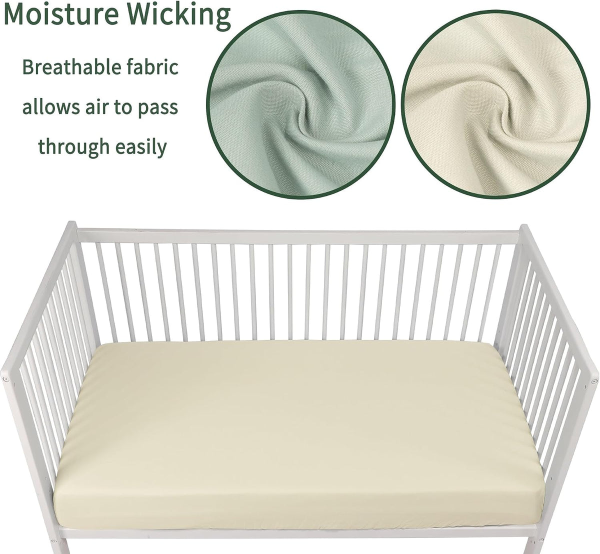 GUNTAIL Baby Crib Sheets for Boys Girls, 2 Pack Fitted Crib Sheet for Standard Crib and Toddler Mattress, Soft Microfiber Baby Sheet 52x28x8in (Brown & Green)
