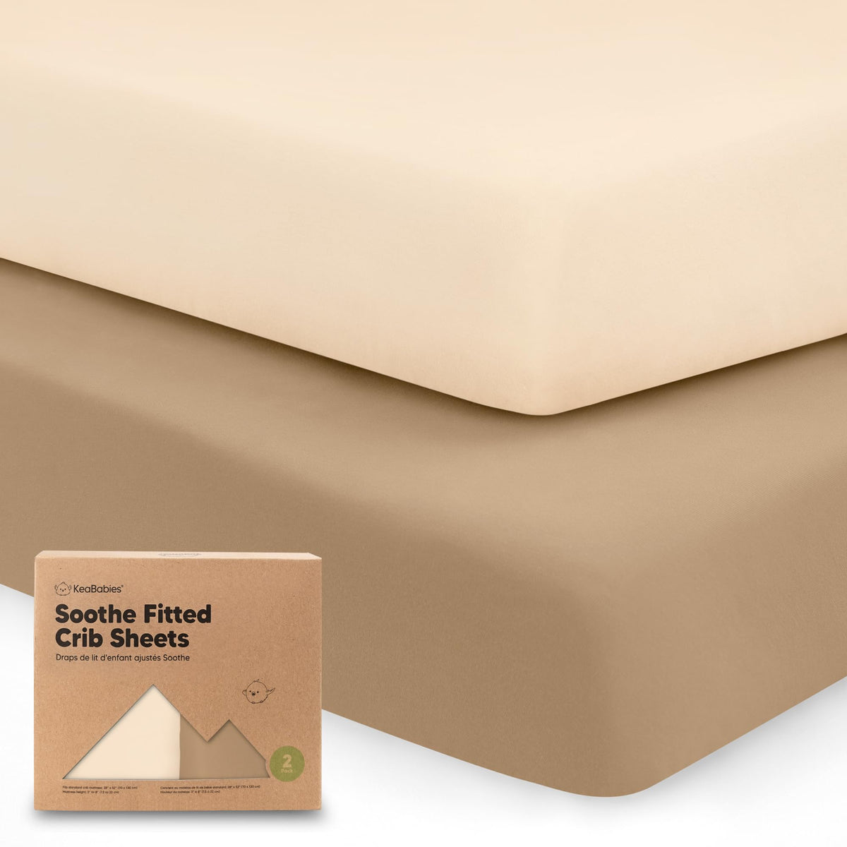 KeaBabies 2pk Organic Cotton Crib Sheets for Boys Girls 52x28, Soft White