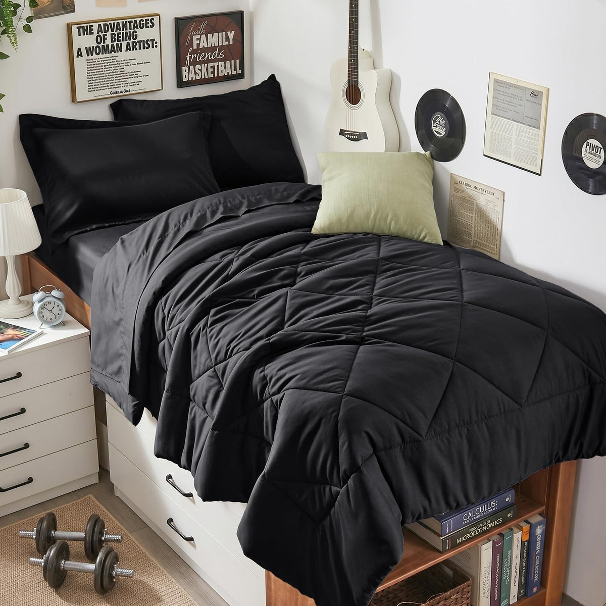 HEVUMYI 7-Piece King Comforter Set, Dark Grey Bed in a Bag