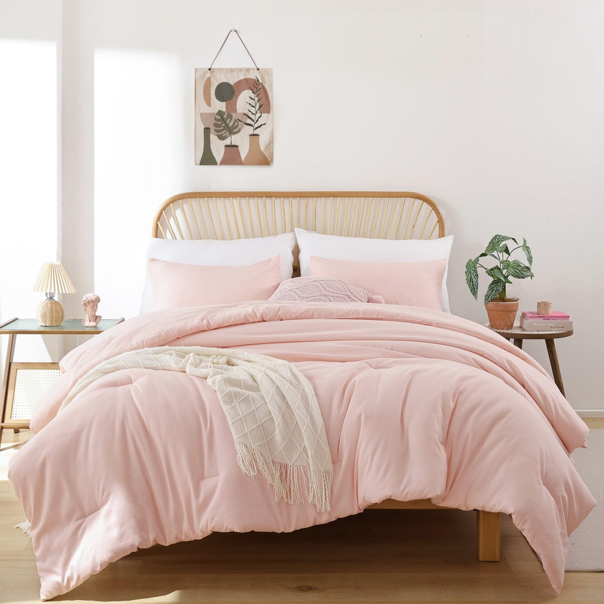 ROSGONIA Queen Comforter Set Taupe Brown, 3pcs(1 Boho Tan Comforter & 2 Pillowcases) All Season Soft Bedding Lightweight Bedspread Blanket Quilt