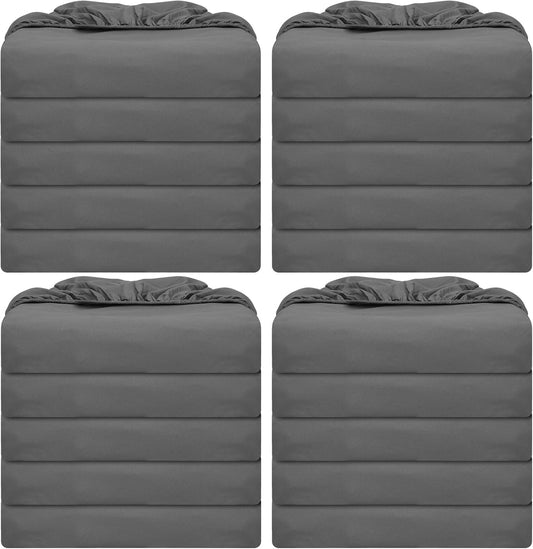 Preboun 20 Pack Fitted Sheets Twin Bulk with Pocket Elastic Corners, Gray