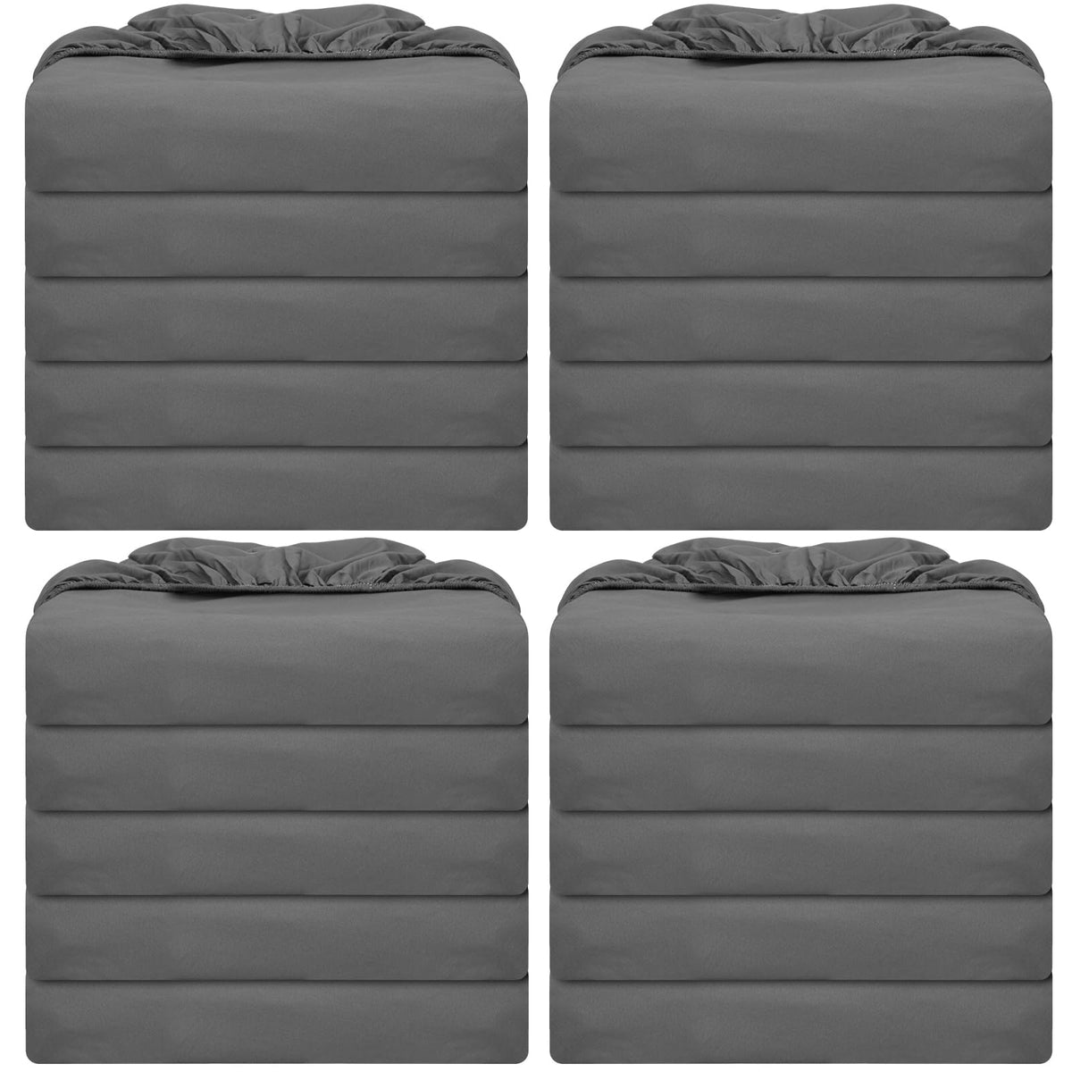 Preboun 20 Pack Fitted Sheets Twin Bulk with Pocket Elastic Corners, Gray
