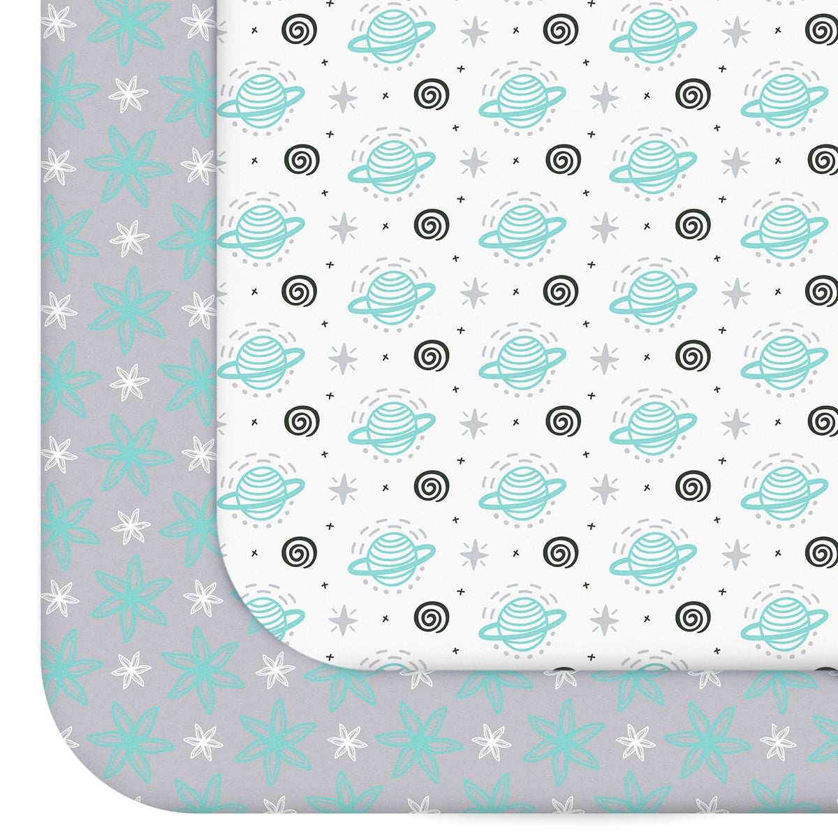 Pack and Play Sheets, 2 Pack Mini Crib Sheets, Stretchy Playard Fitted Sheet, Compatible with Graco Pack n Play, Soft and Breathable Material, Stars & Bunny
