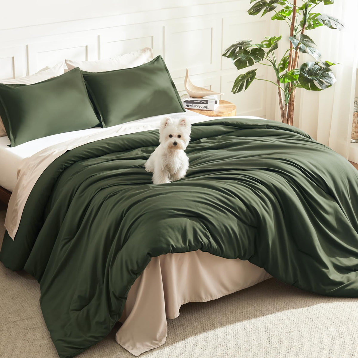 Litanika King Comforter Set Sage Green, 3 Pieces Lightweight Solid Bed Set