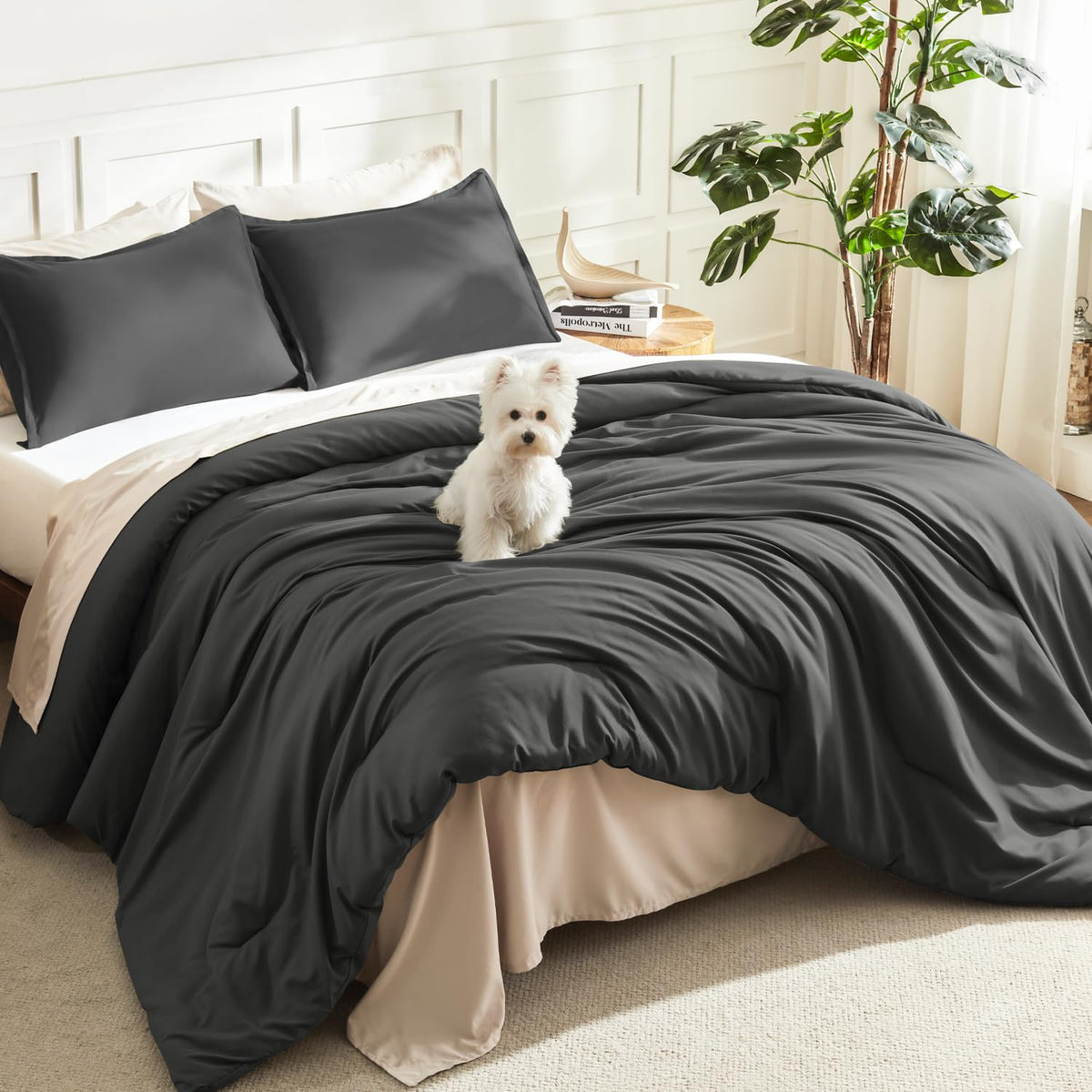 Litanika King Comforter Set Sage Green, 3 Pieces Lightweight Solid Bed Set