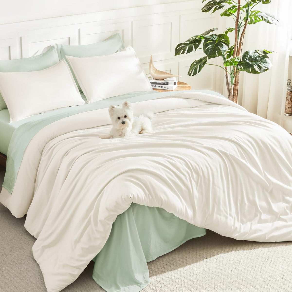 Litanika King Comforter Set Sage Green, 3 Pieces Lightweight Solid Bed Set