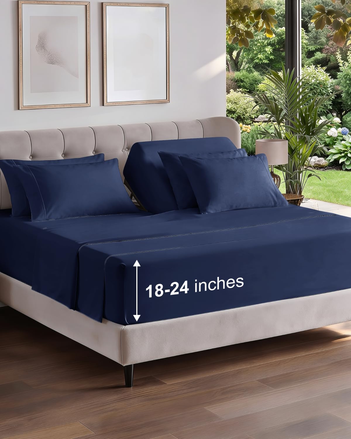 Extra Deep Queen Sheet Set - 6 Piece Breathable and Cooling Sheets - Grey