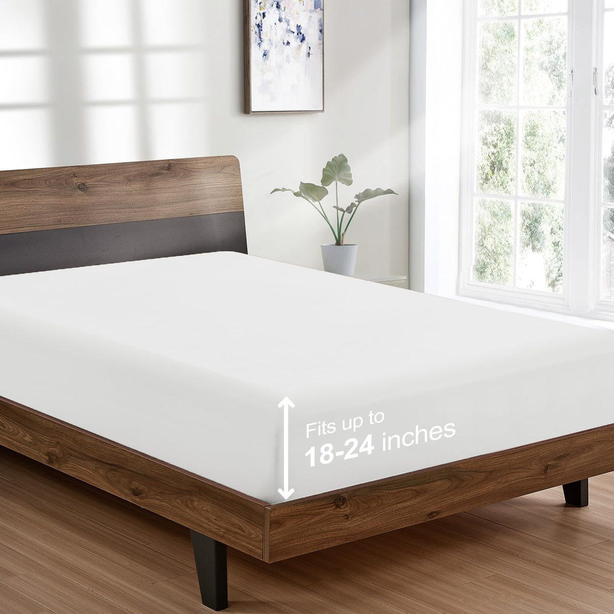 FreshCulture Twin Fitted Sheet - Hotel Quality - Ultra Soft & Breathable - Brushed Microfiber - Deep Pocket - Cooling Fitted Sheet for Twin Size Bed (White)