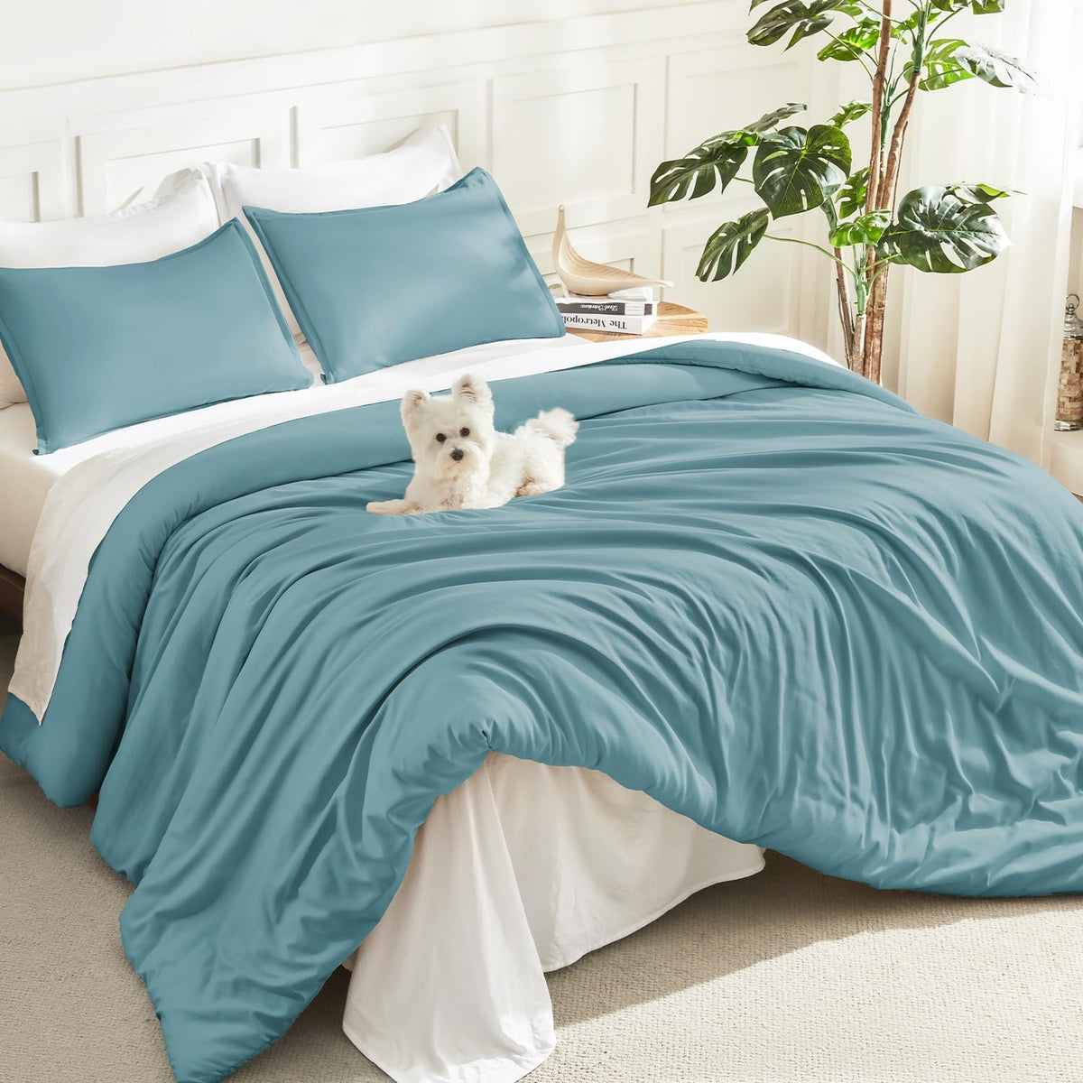 Litanika King Comforter Set Sage Green, 3 Pieces Lightweight Solid Bed Set