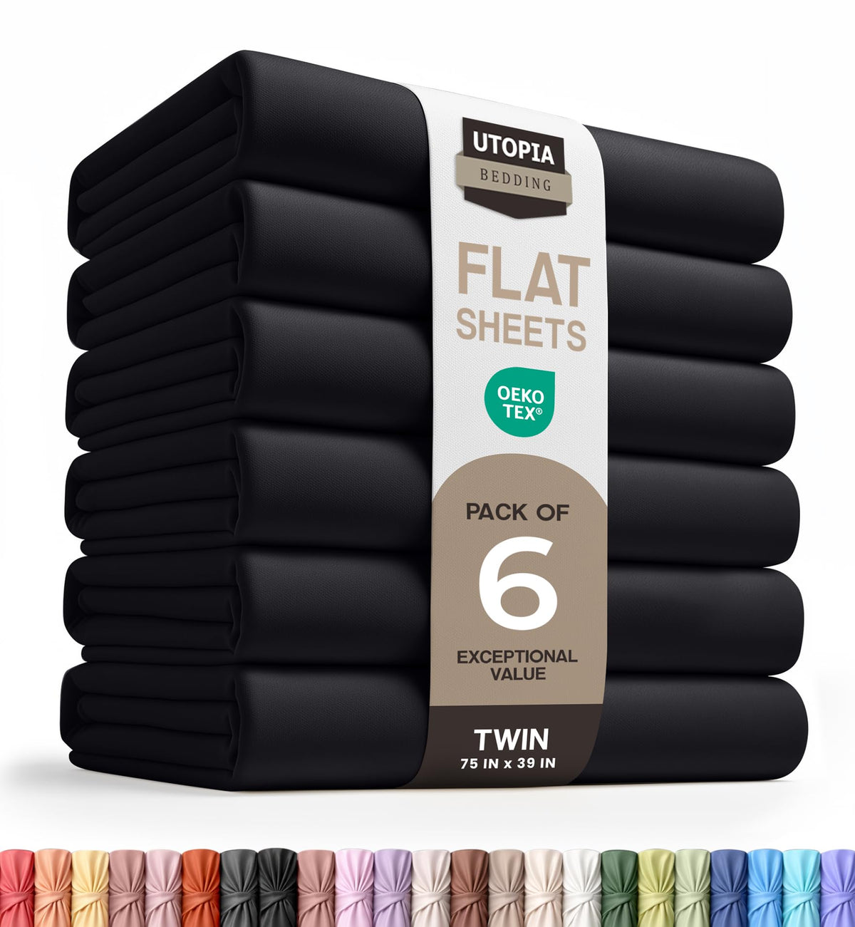 Queen Size Flat Sheet Only Pack of 6, Ultra Soft Hotel Sheets, White