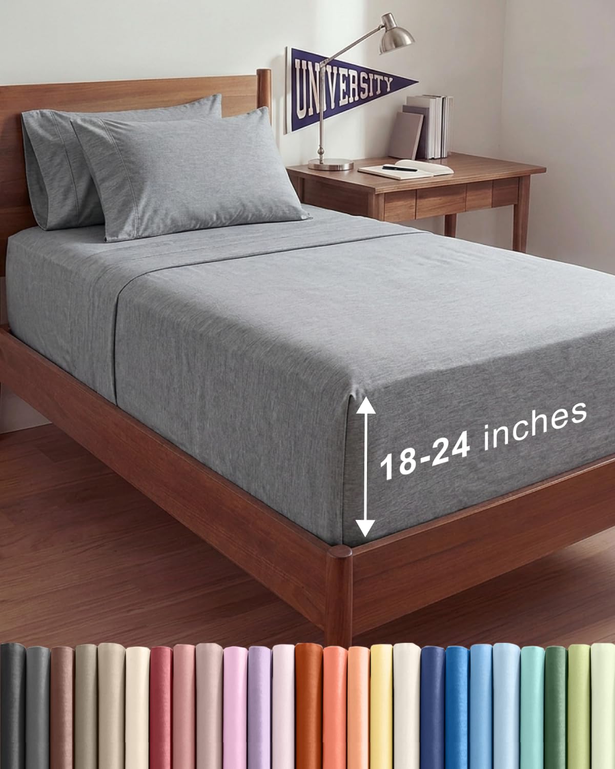 Extra Deep Queen Sheet Set - 6 Piece Breathable and Cooling Sheets - Grey