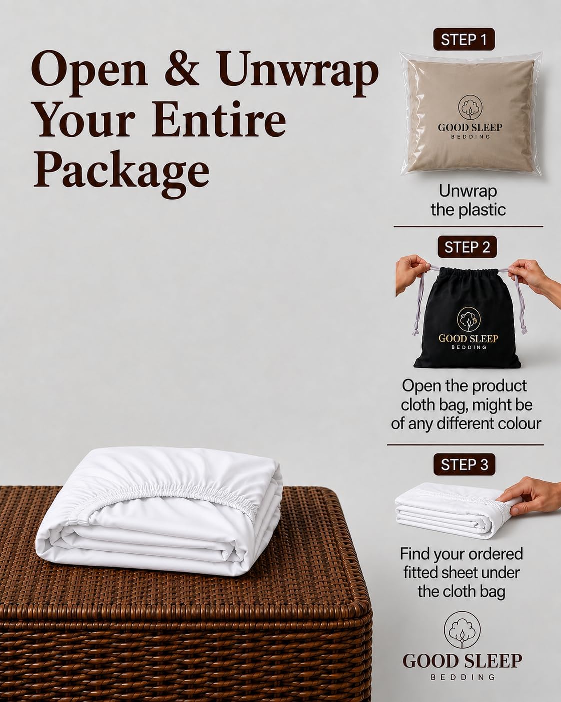 800 TC King Fitted Sheet Only, 100% Egyptian Cotton Fitted Sheet - White