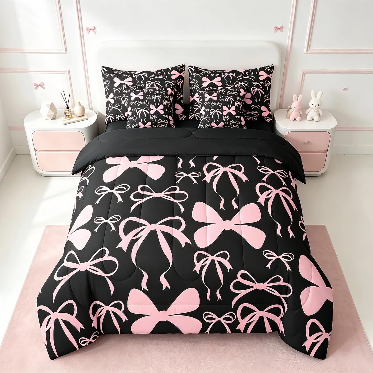Feelyou Cute Leopard Bedding Set for All Season Cheetah 7 Pieces Comforter Sets Full Size Teens Room Decor Pink Animal Print Bed in a Bag with Comforter, Sheets, Pillowcases & Cushion Cover