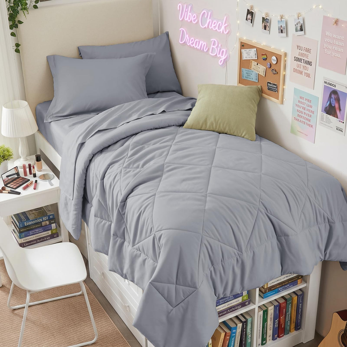 HEVUMYI 7-Piece King Comforter Set, Dark Grey Bed in a Bag
