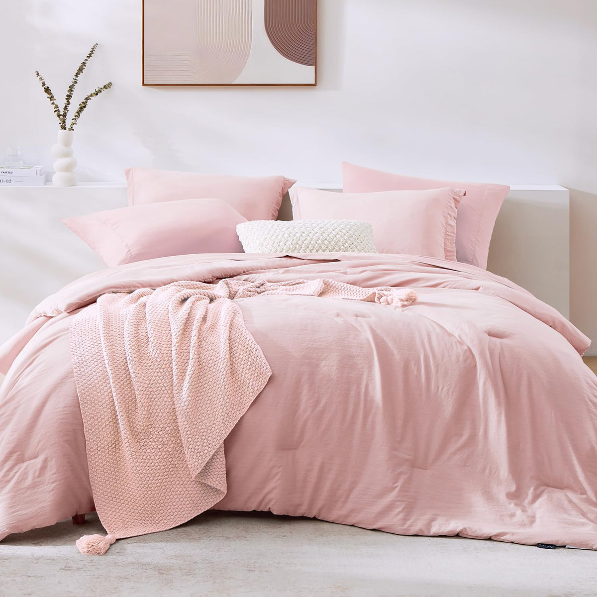 King Size Comforter Set- 7 Pieces Prewashed Bed in a Bag King Bedding Sets