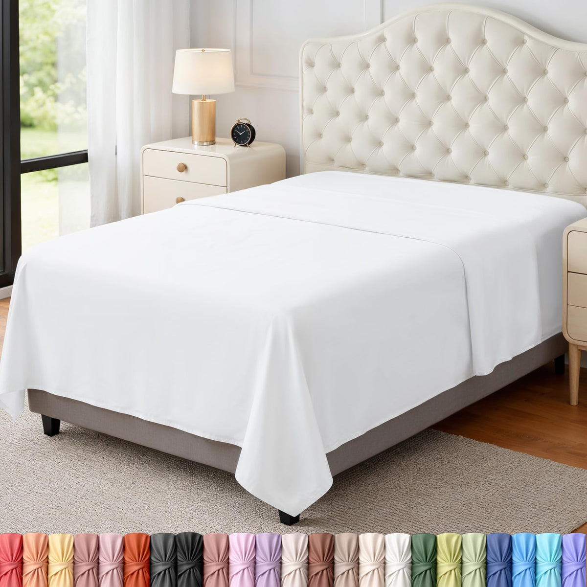 Queen Size Flat Sheet Only Pack of 6, Ultra Soft Hotel Sheets, White