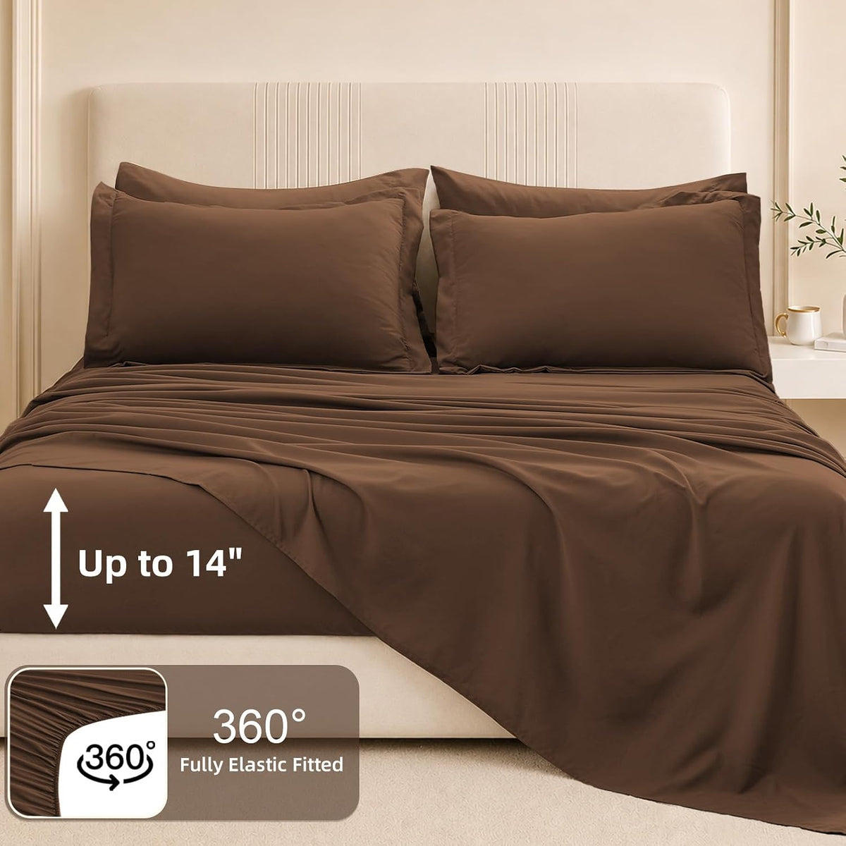 FUANNA Brown Queen Comforter Set 7 Pieces, Bed in a Bag Soft Bedding Sets