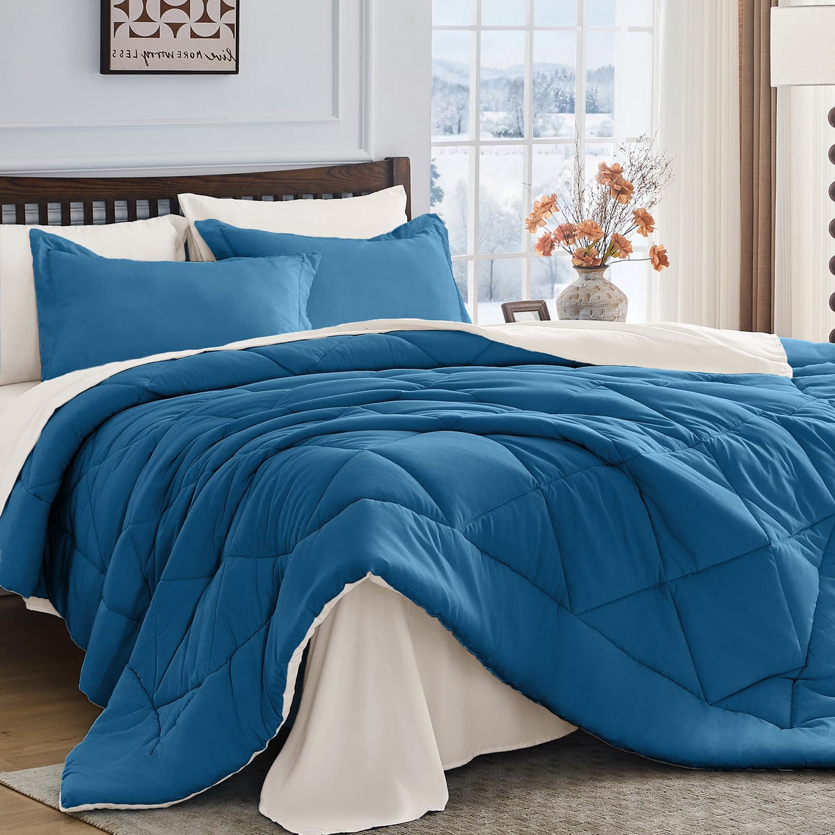 HEVUMYI 7-Piece King Comforter Set, Dark Grey Bed in a Bag