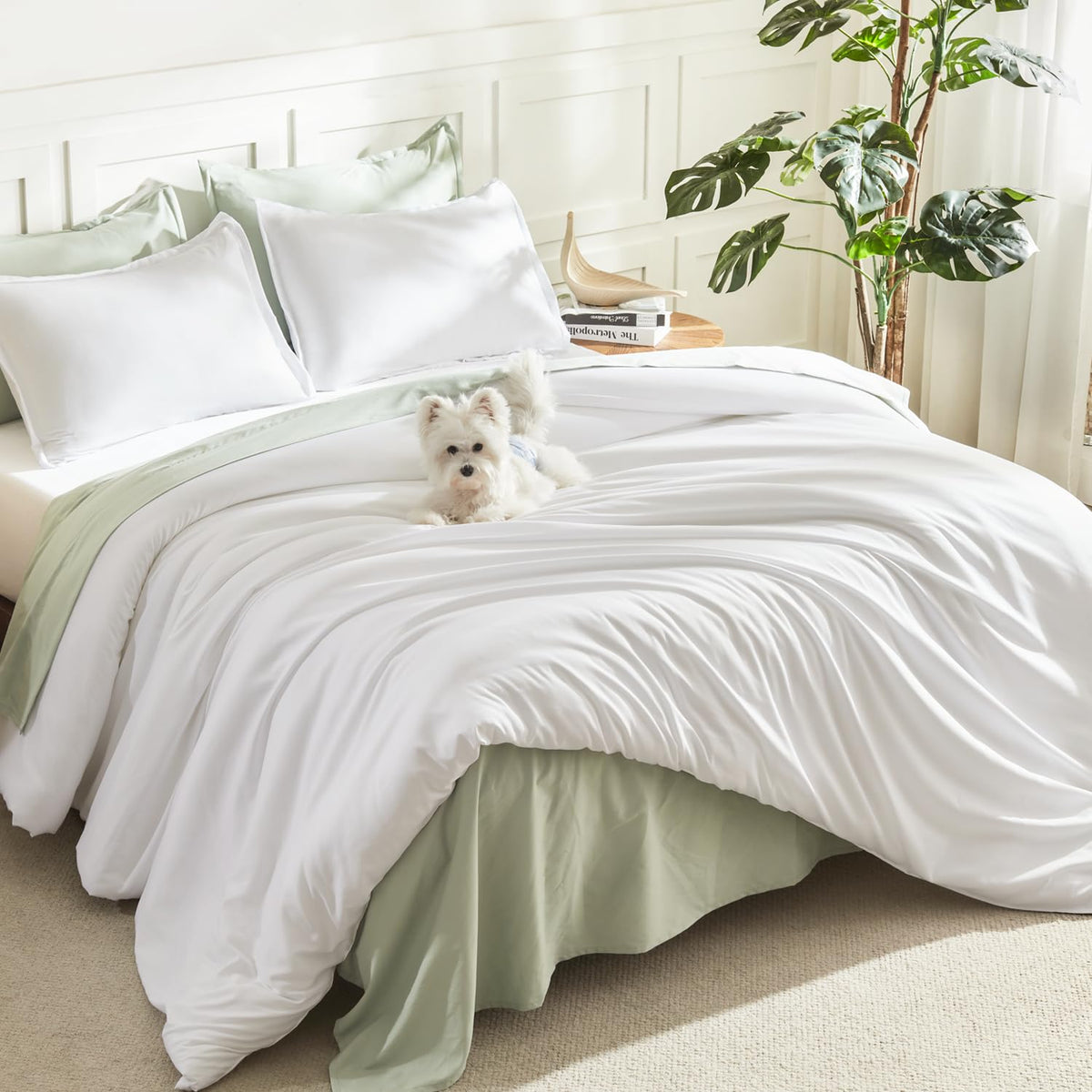 Litanika King Comforter Set Sage Green, 3 Pieces Lightweight Solid Bed Set