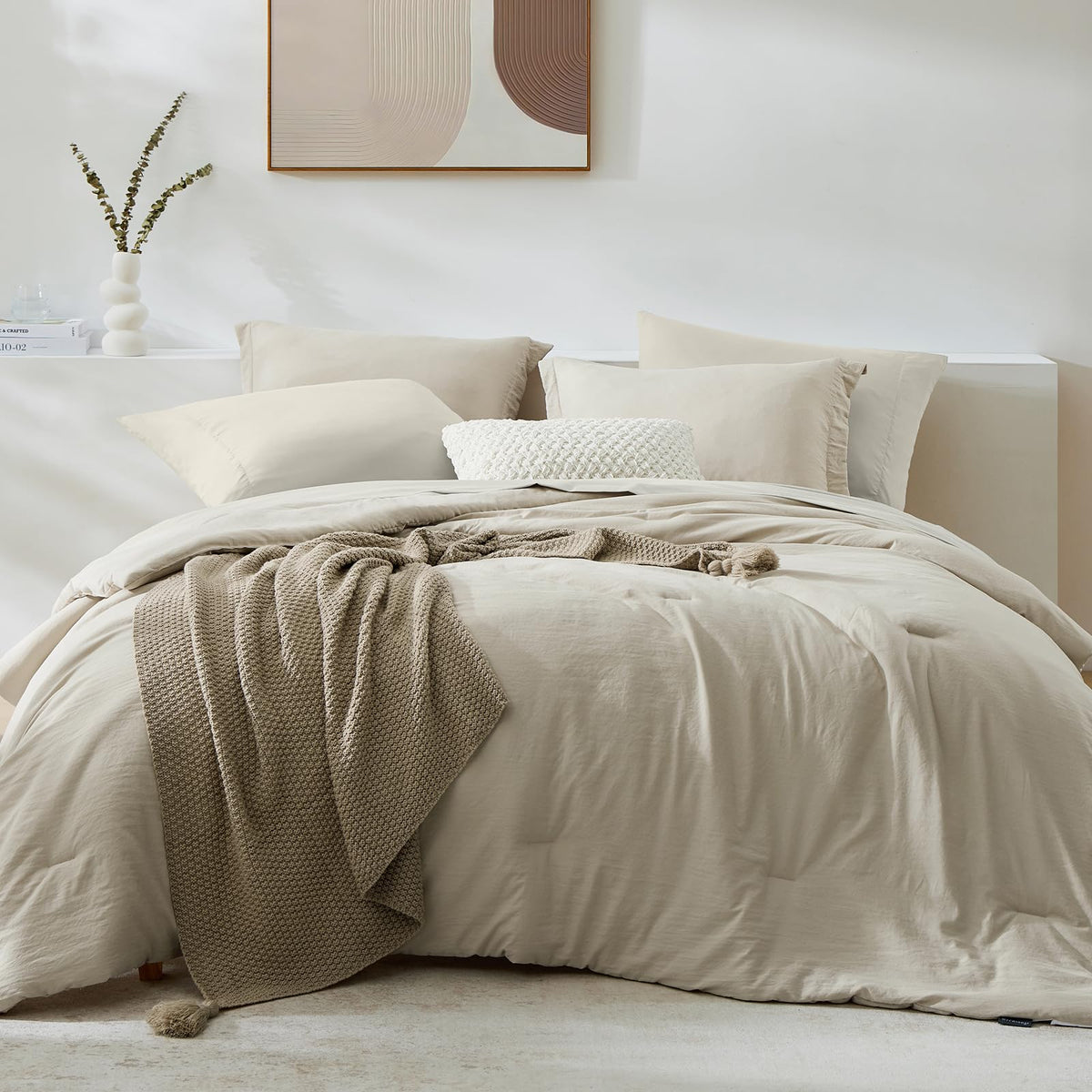 King Size Comforter Set- 7 Pieces Prewashed Bed in a Bag King Bedding Sets