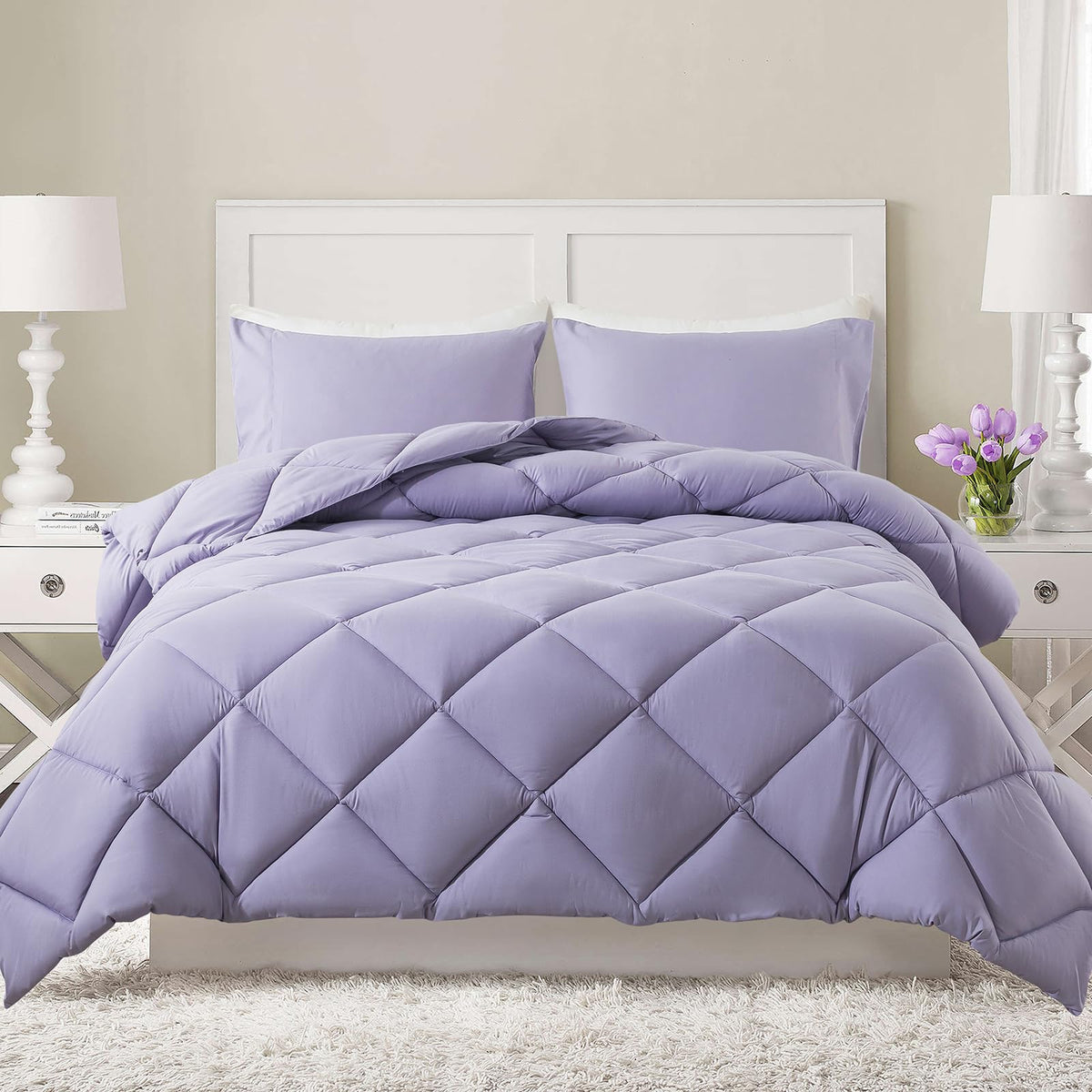 Decroom Lightweight 3 Pieces Comforter Set Queen Quilted Duvet Insert