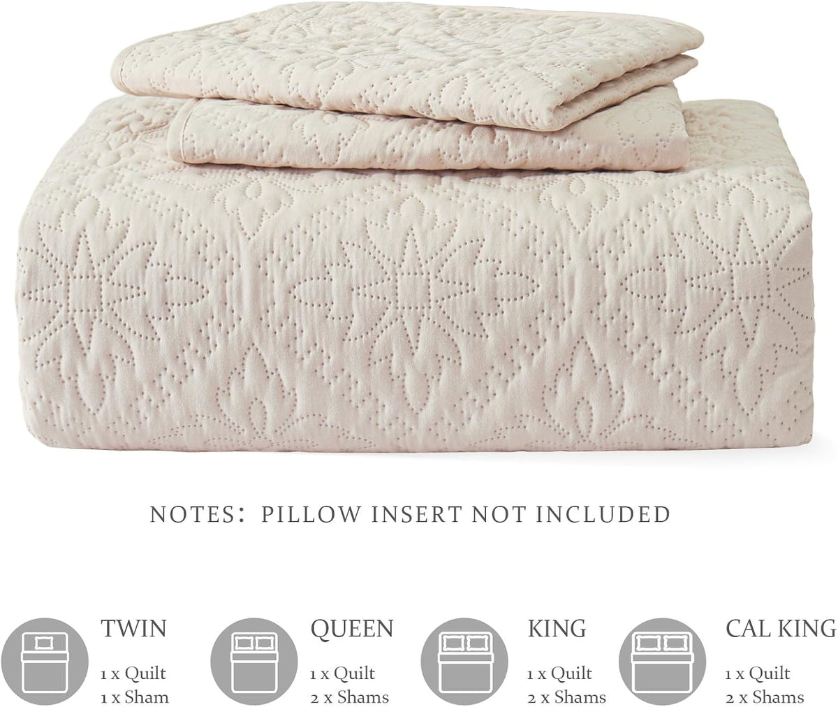 Exclusivo Mezcla Full Queen Quilt Set, Beige Cream